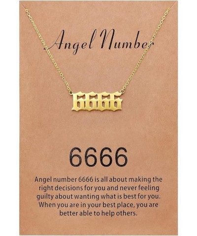 Angel Number Necklace for Women Dainty Gold Plated Number Necklace Numerology Jewelry Gifts for Women 6666 gold-plated $9.17 ...