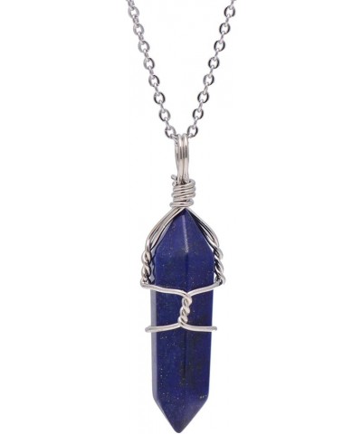 Hand Wired Created Opal Crystal Point Healing Chakra Pendant Necklace Lapis Lazuli $7.50 Necklaces