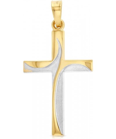 14K Two Tone Gold Cross Charm Pendant with 1.2mm Singapore Chain Necklace 24.0 Inches $114.30 Necklaces