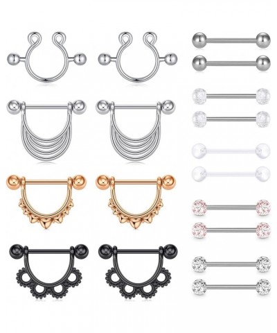 14G Nipple Rings Nipplering for Women 14mm 16mm Straight Tongue Rings Barbell Nipple Rings Piercing Jewelry D- black 4-14mm $...