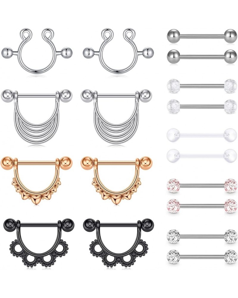 14G Nipple Rings Nipplering for Women 14mm 16mm Straight Tongue Rings Barbell Nipple Rings Piercing Jewelry D- black 4-14mm $...