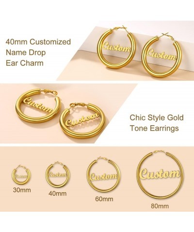 Name Earrings Personalized For Women, Gold Custom Name Plate Hoop Earrings, Dangle Earrings Studs with Names for Mother Girlf...