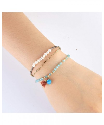 Boho-color Crystal Shell Beaded Friendship Bracelets Handmade Strand Bracelet Bangles Jewelry For Summer Blue 25G $10.25 Brac...