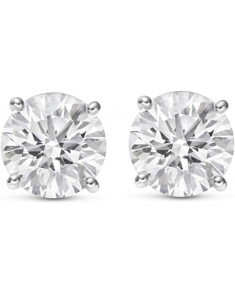 Natural Round Brilliant Solitaire Diamond Stud Earrings for Women 4 Prong Push Back (G-H Color SI2-I1 Clarity) White Gold 1.2...