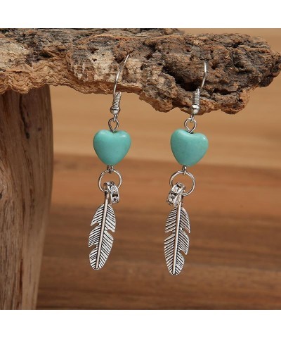 Western Earrings Boho Turquoise Oval Drop Dangle Earrings for Women Teen Girls Beaded Western Flower Teardrop Earrings Cowgir...